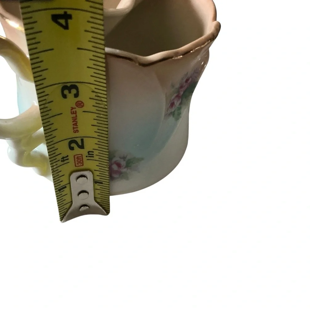 Antique BRADENBURG German porcelain shaving mustache mug floral roses motif